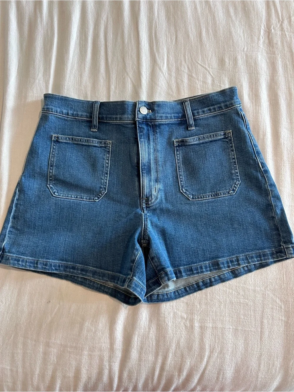 J. Crew NWT Blue Denim High-Rise Patch-Pocket Shorts